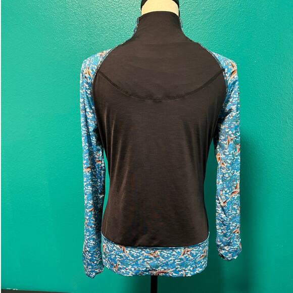 Eleven by Venus Williams Activewear Jacket Black Rouched Blue Crane Print Small - Picture 4 of 12